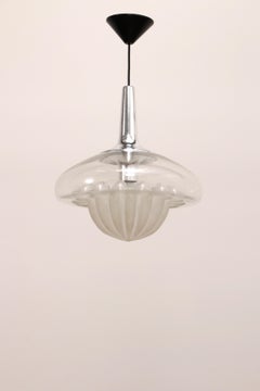 Vintage Glass Hanging Lamp by Peill & Putzler, circa 1960