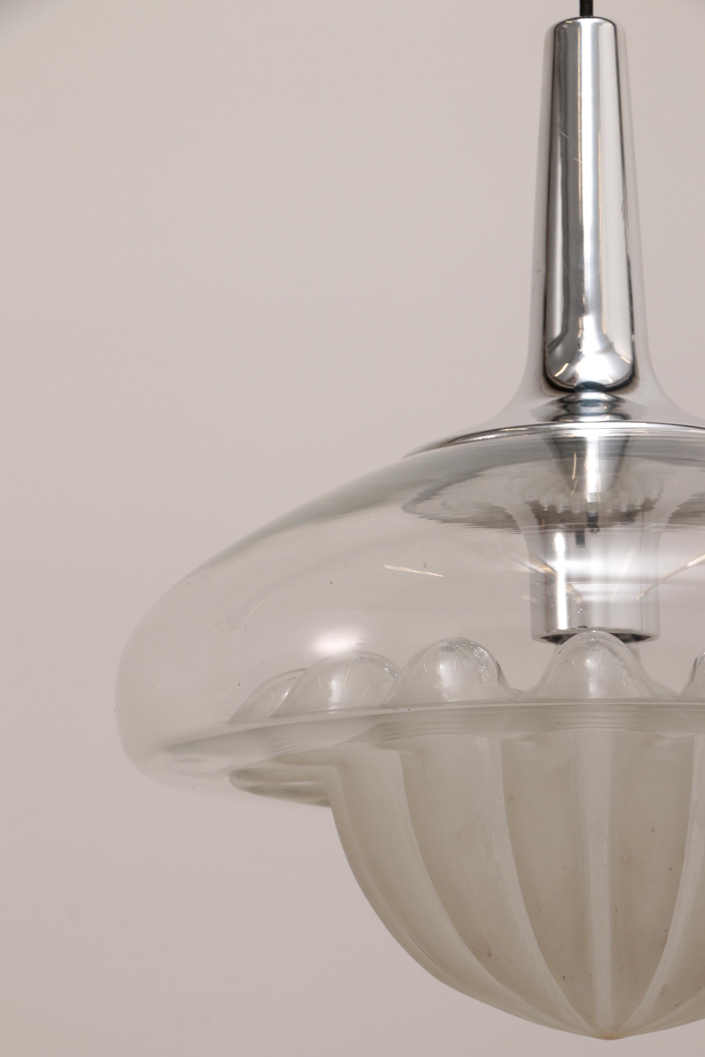 Vintage Glass Hanging Lamp by Peill & Putzler, circa 1960 For Sale 1