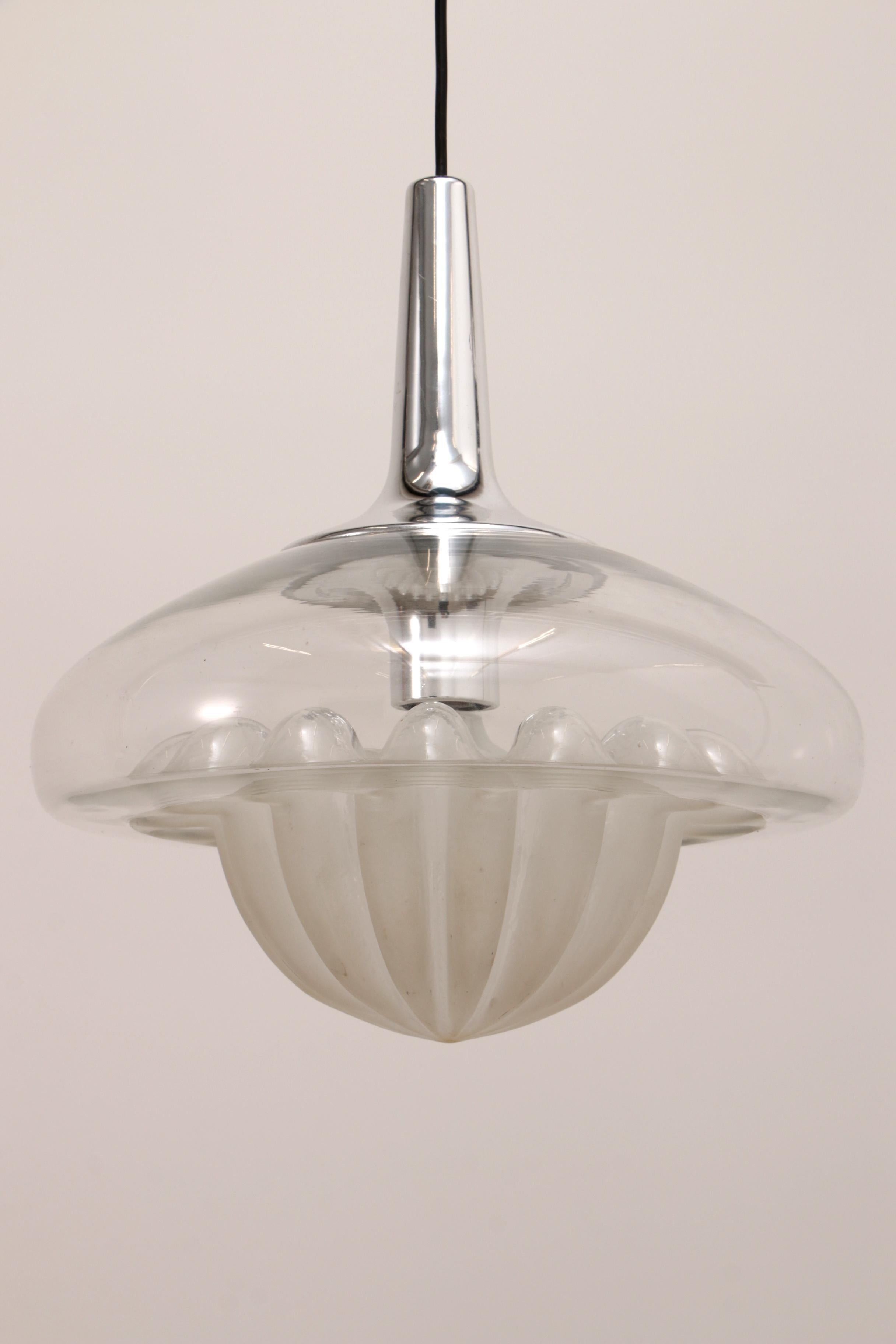 Vintage Glass Hanging Lamp by Peill & Putzler, circa 1960 For Sale 2