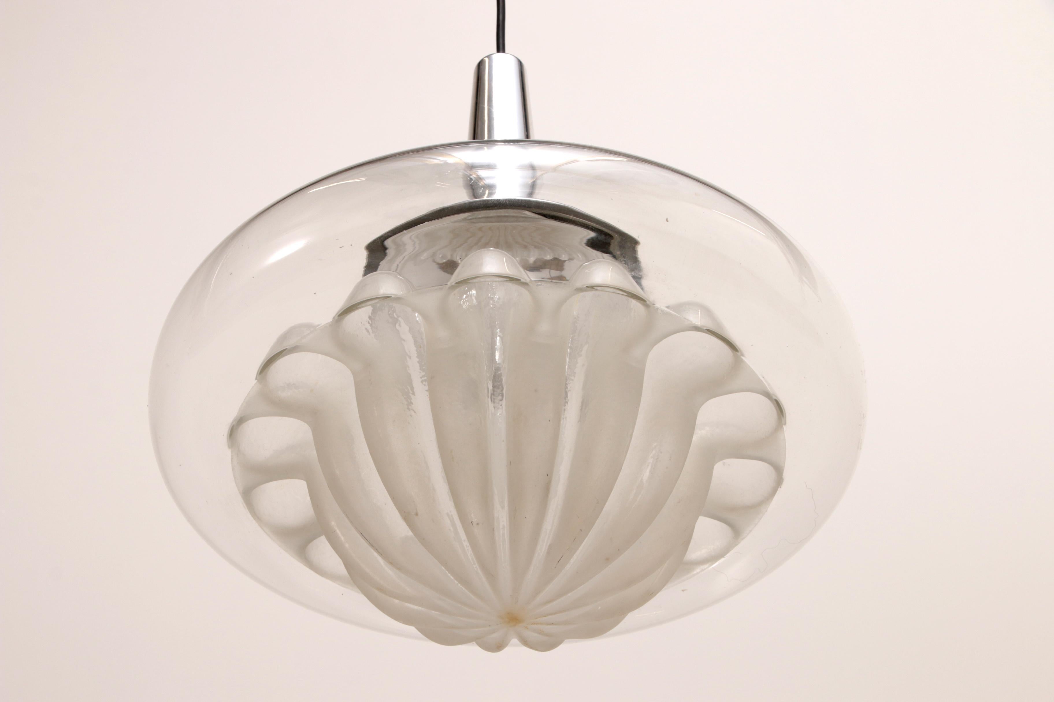 Vintage Glass Hanging Lamp by Peill & Putzler, circa 1960 For Sale 3