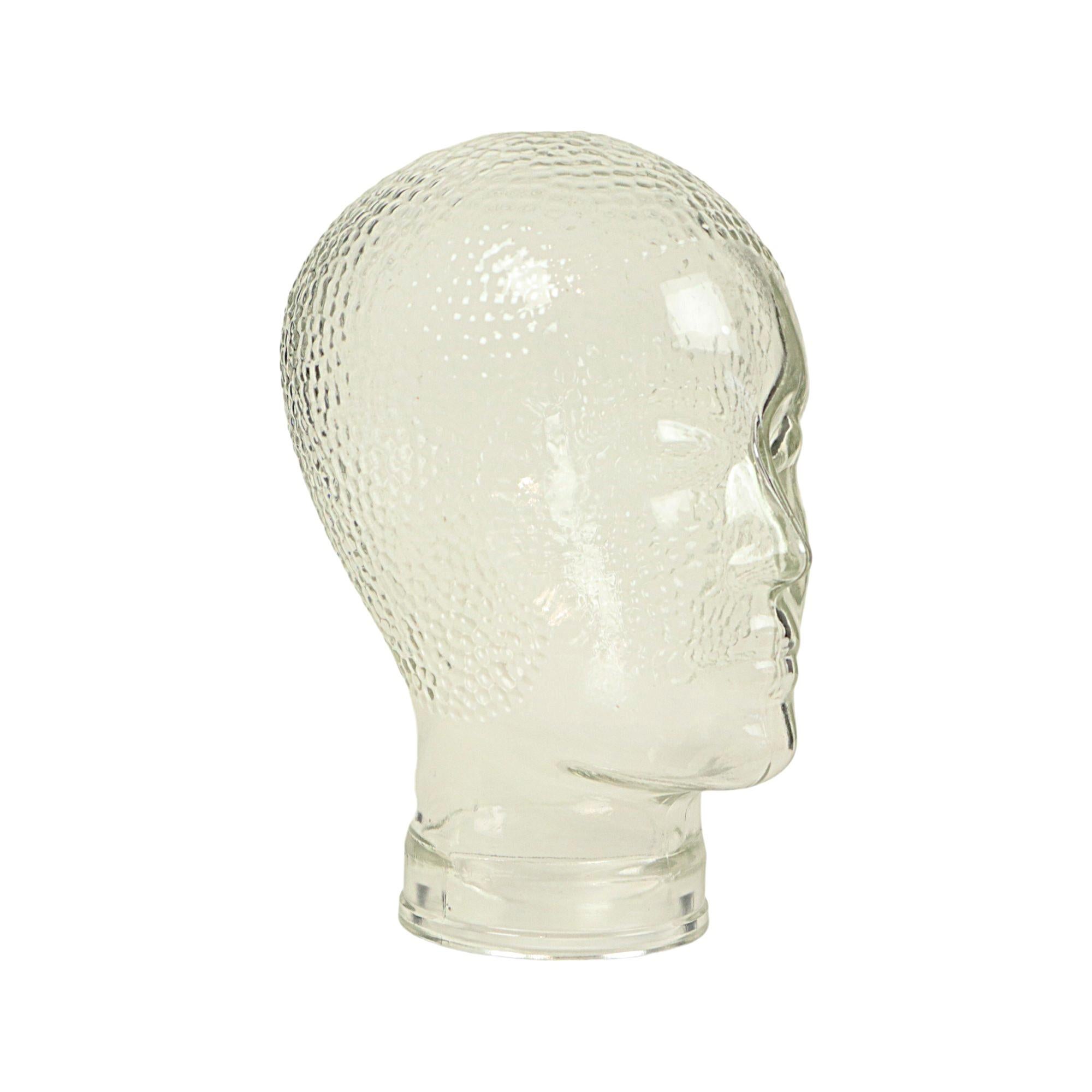 Europeo Vintage Glass Head Display Mannequin Headphones Display 26cm in vendita