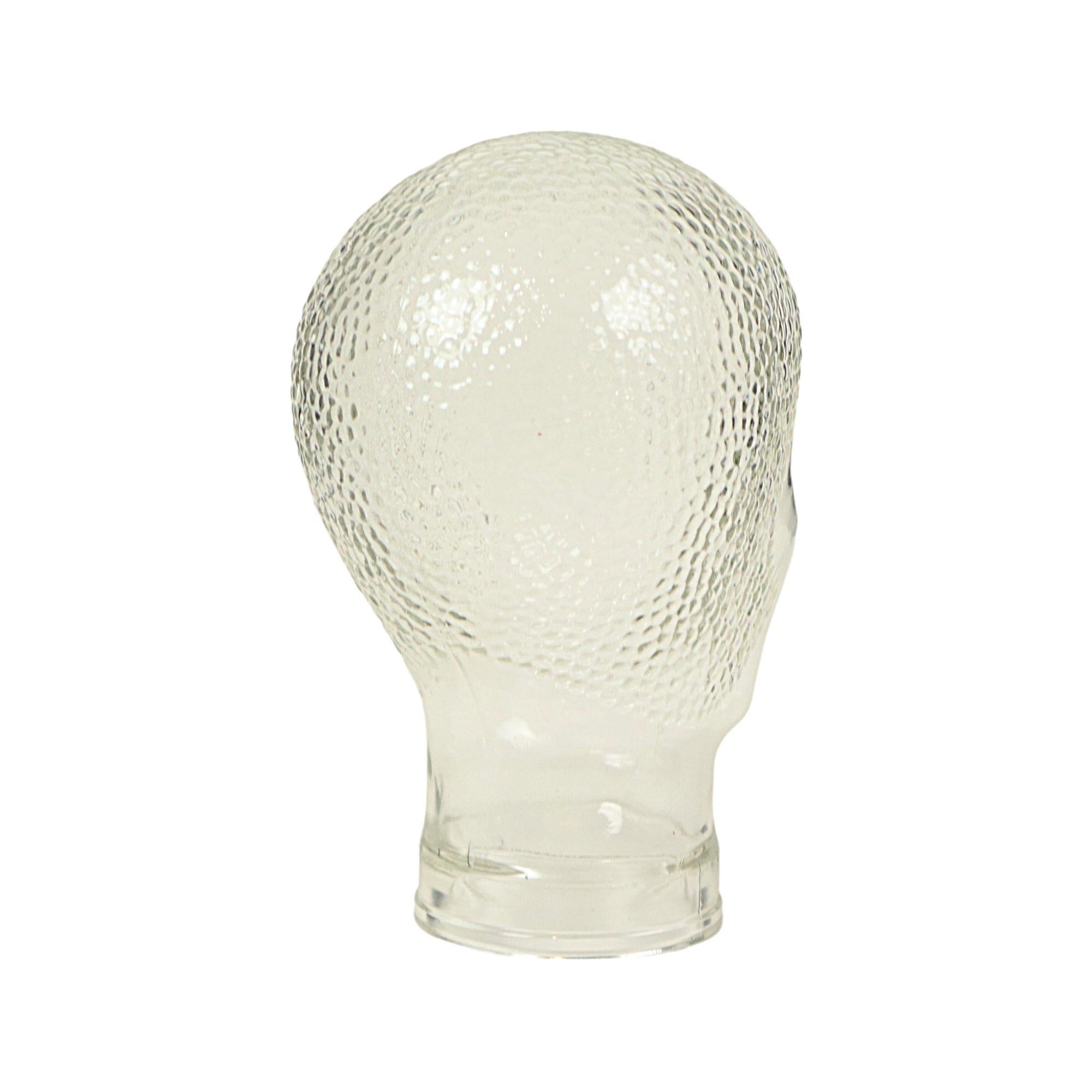 Metà XX secolo Vintage Glass Head Display Mannequin Headphones Display 26cm in vendita