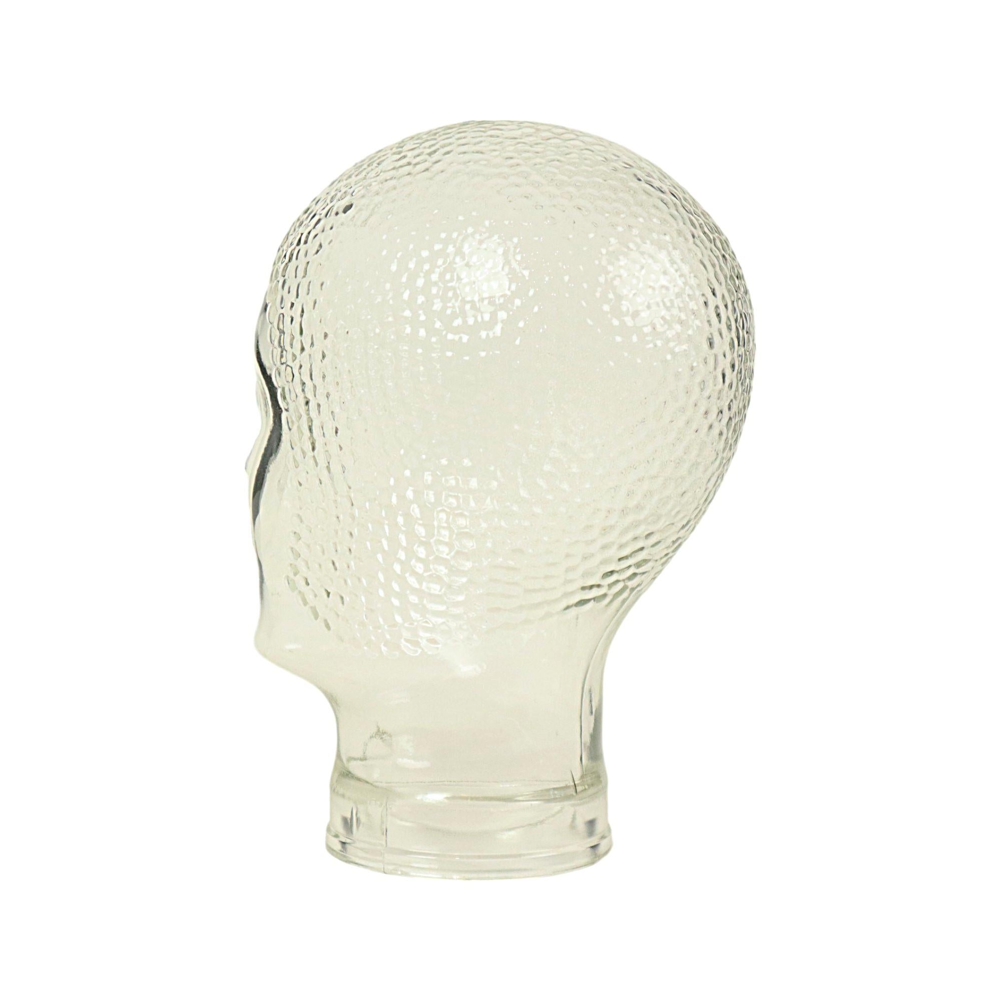 Vetro Vintage Glass Head Display Mannequin Headphones Display 26cm in vendita