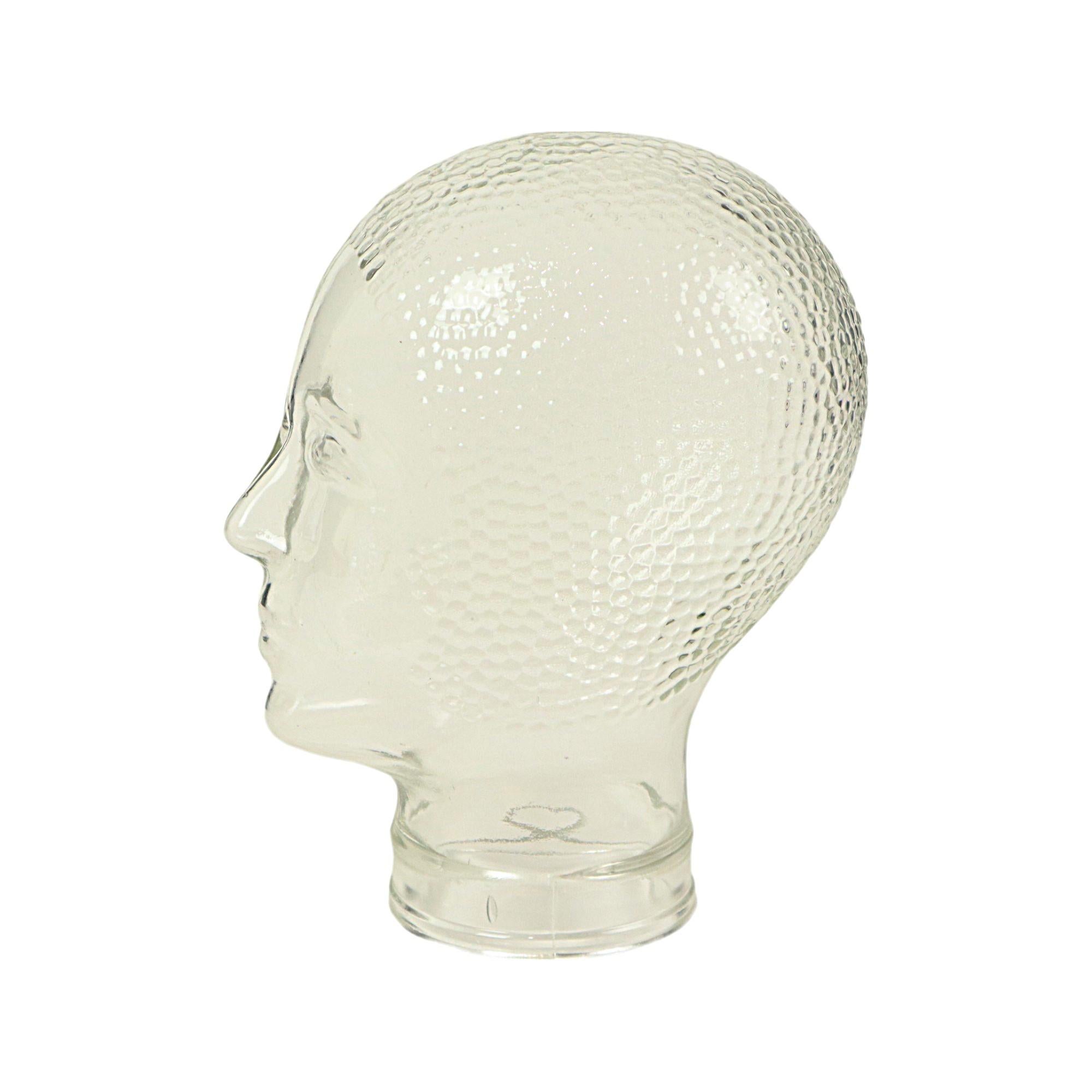Vintage Glass Head Display Mannequin Headphones Display 26cm in vendita 1