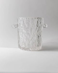 Secchiello per il ghiaccio in vetro d'epoca con pinza in acciaio inossidabile, anni '70