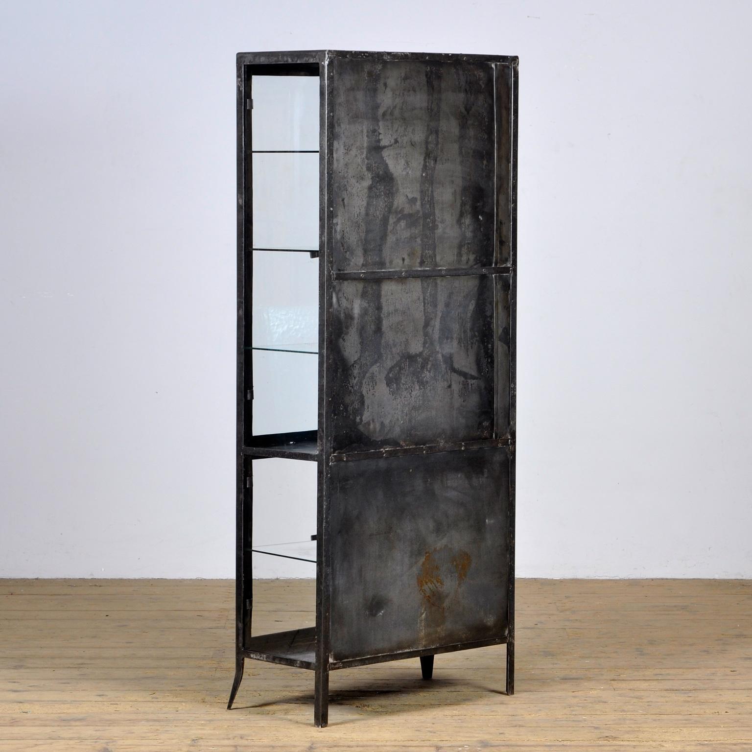 Vintage Glass & Iron Medical Cabinet, 1950s For Sale 5