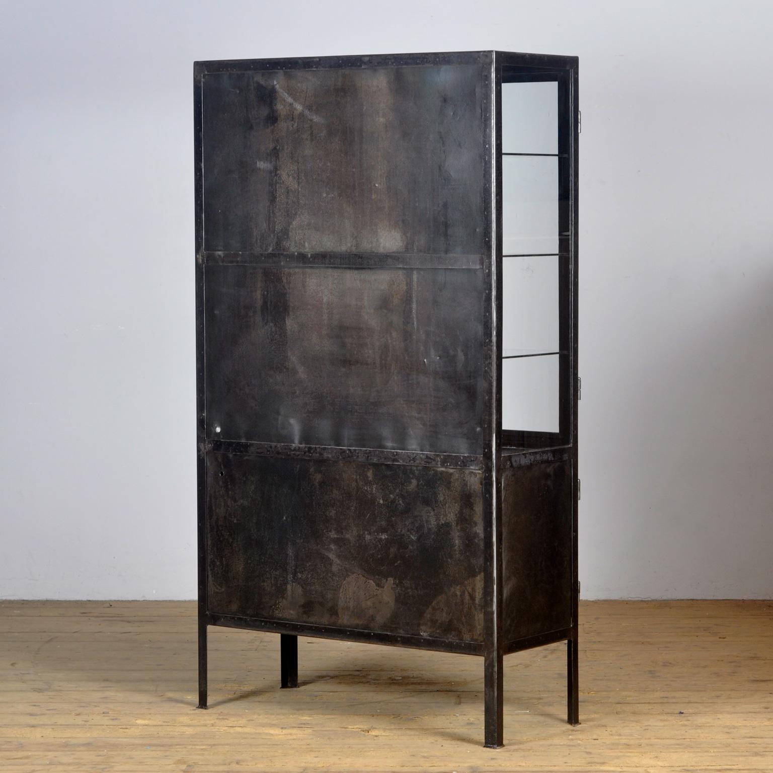 Vintage Glass & Iron Medical Cabinet, 1950s 7