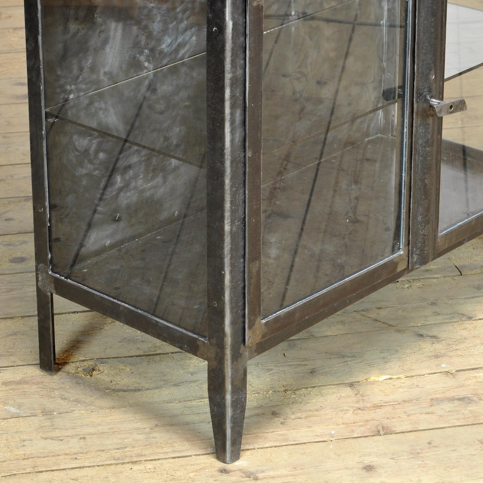 Vintage Glass & Iron Medical Cabinet, 1950s 1