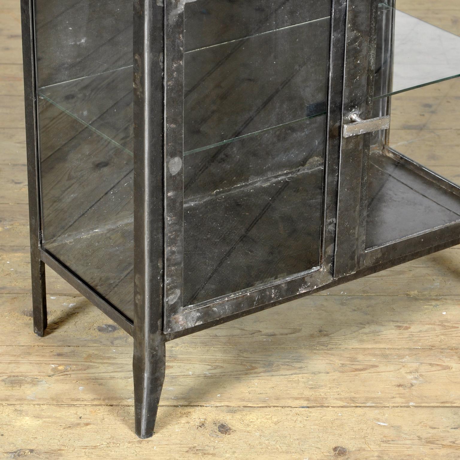 Vintage Glass & Iron Medical Cabinet, 1950s For Sale 1