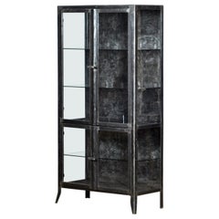 Vintage Glass & Iron Medical Cabinet, 1950s