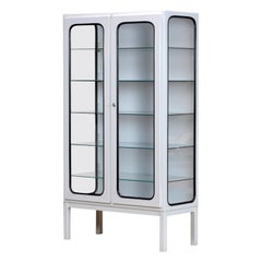Vintage Glass 
Iron Medical Cabinet, 1970s