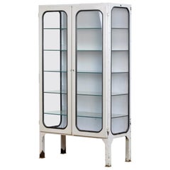 Vintage Glass 
Iron Medical Cabinet, 1970s