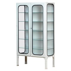 Vintage Glass 
Iron Medical Cabinet, 1970s