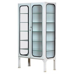 Vintage Glass 
Iron Medical Cabinet, 1970s