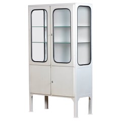 Vintage Glass 
Iron Medical Cabinet, 1970s