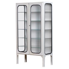 Vintage Glass 
Iron Medical Cabinet, 1970s