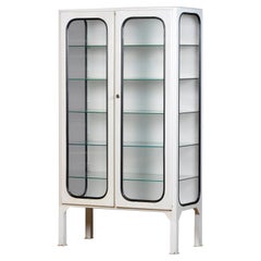 Vintage Glass 
Iron Medical Cabinet, 1970s