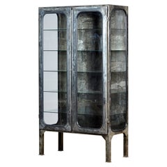 Vintage Glass 
Iron Medical Cabinet, 1970s