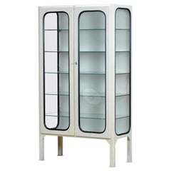Vintage Glass 
Iron Medical Cabinet, 1970s