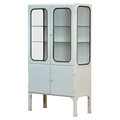 Vintage Glass 
Iron Medical Cabinet, 1970s