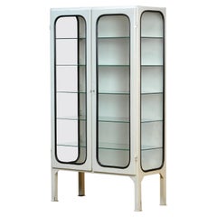 Vintage Glass 
Iron Medical Cabinet, 1970s