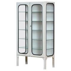 Vintage Glass 
Iron Medical Cabinet, 1970s