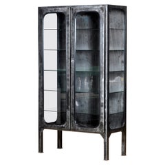 Vintage Glass 
Iron Medical Cabinet, 1970s