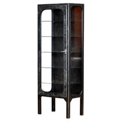 Vintage Glass & Iron Medical Cabinet, 1970s
