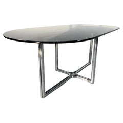 Vintage Glass Italian Dining Table by Gastone Rinaldi for Thema Italy, 1970s