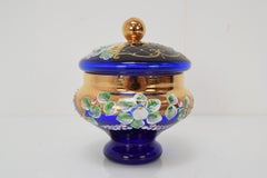 Vaso di vetro d'epoca, Novy Bor Glassworks, anni '50.
