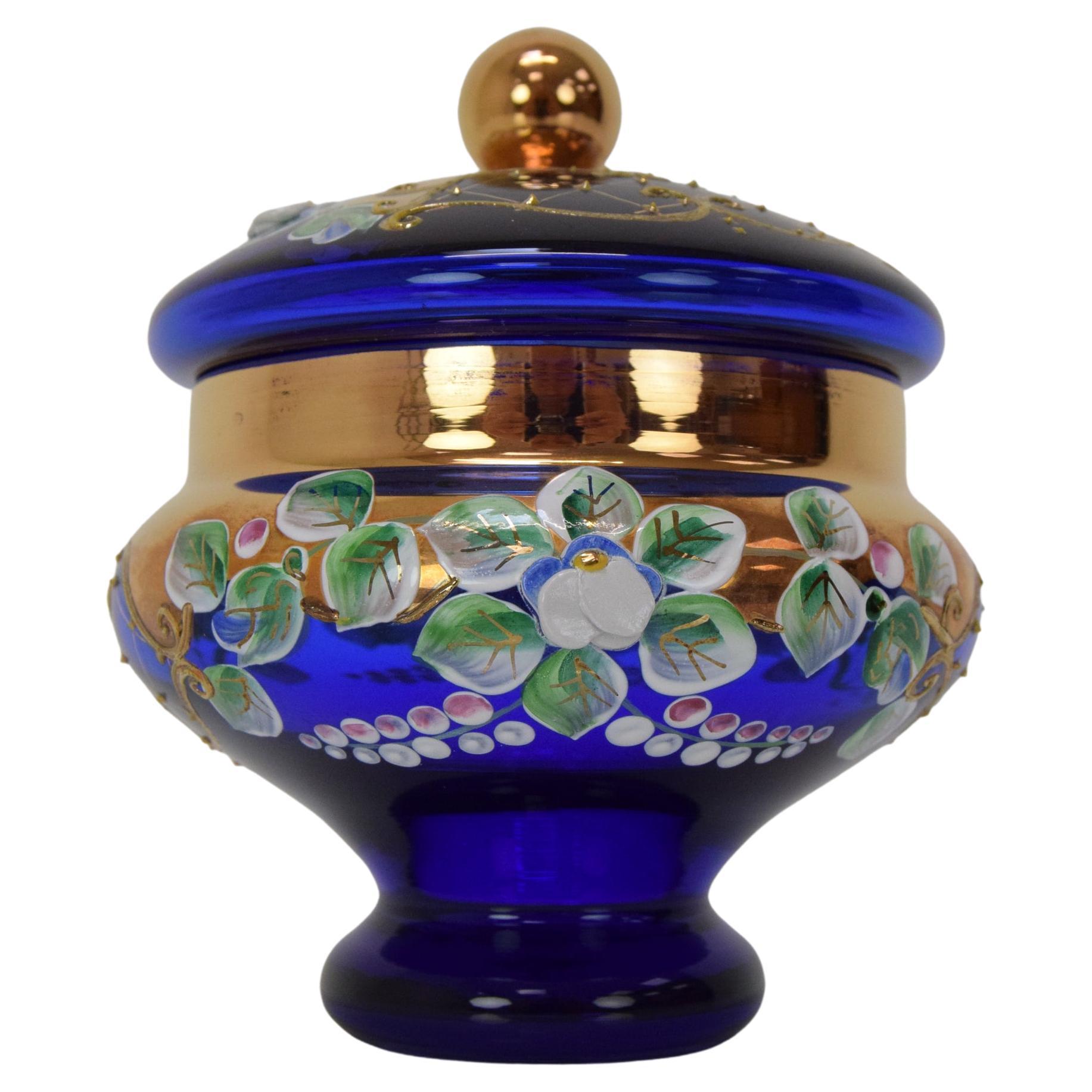 Vintage Glass Jar, Glasswork Novy Bor, 1950's.