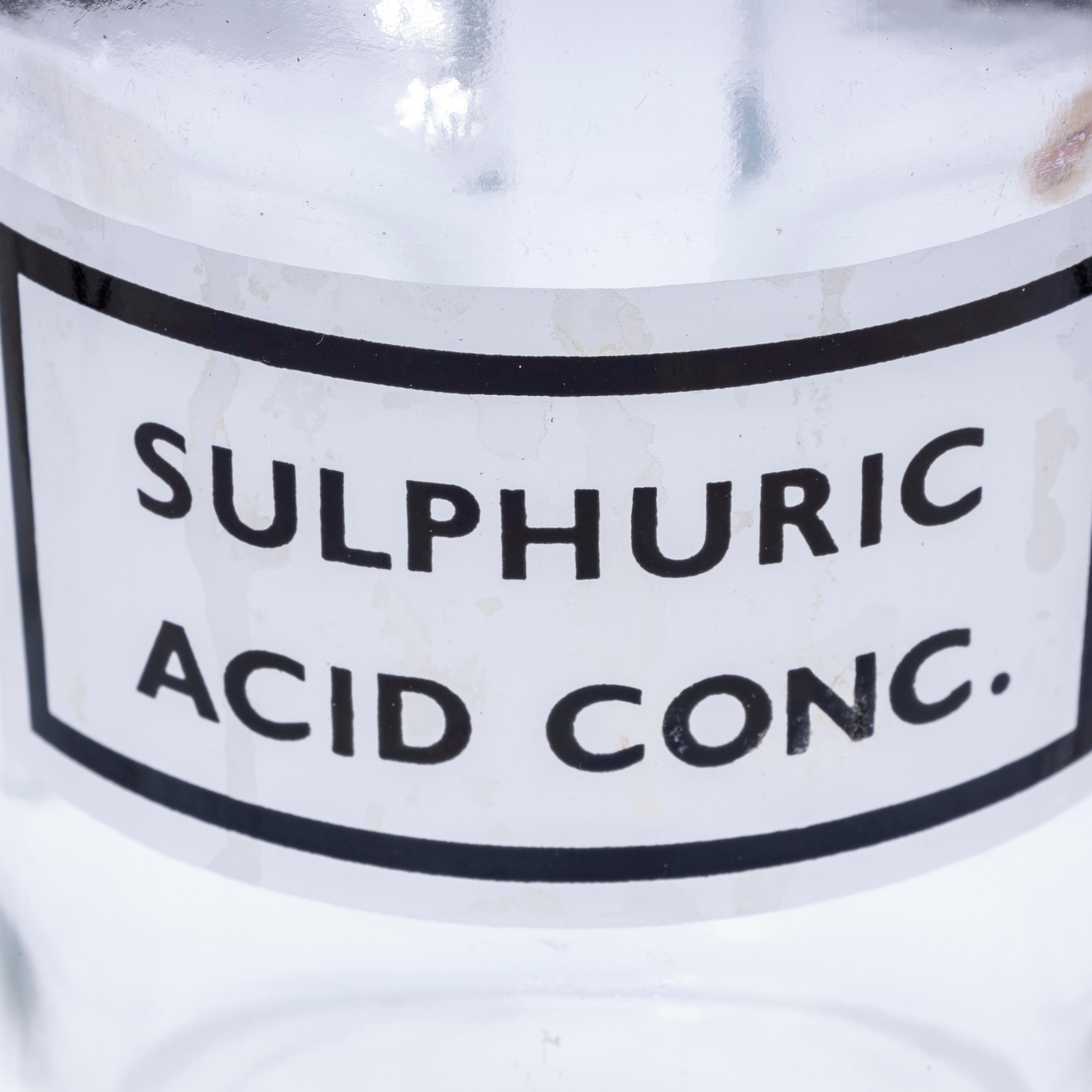 English Vintage Glass Laboratory Flasks - Sulphuric Acid For Sale