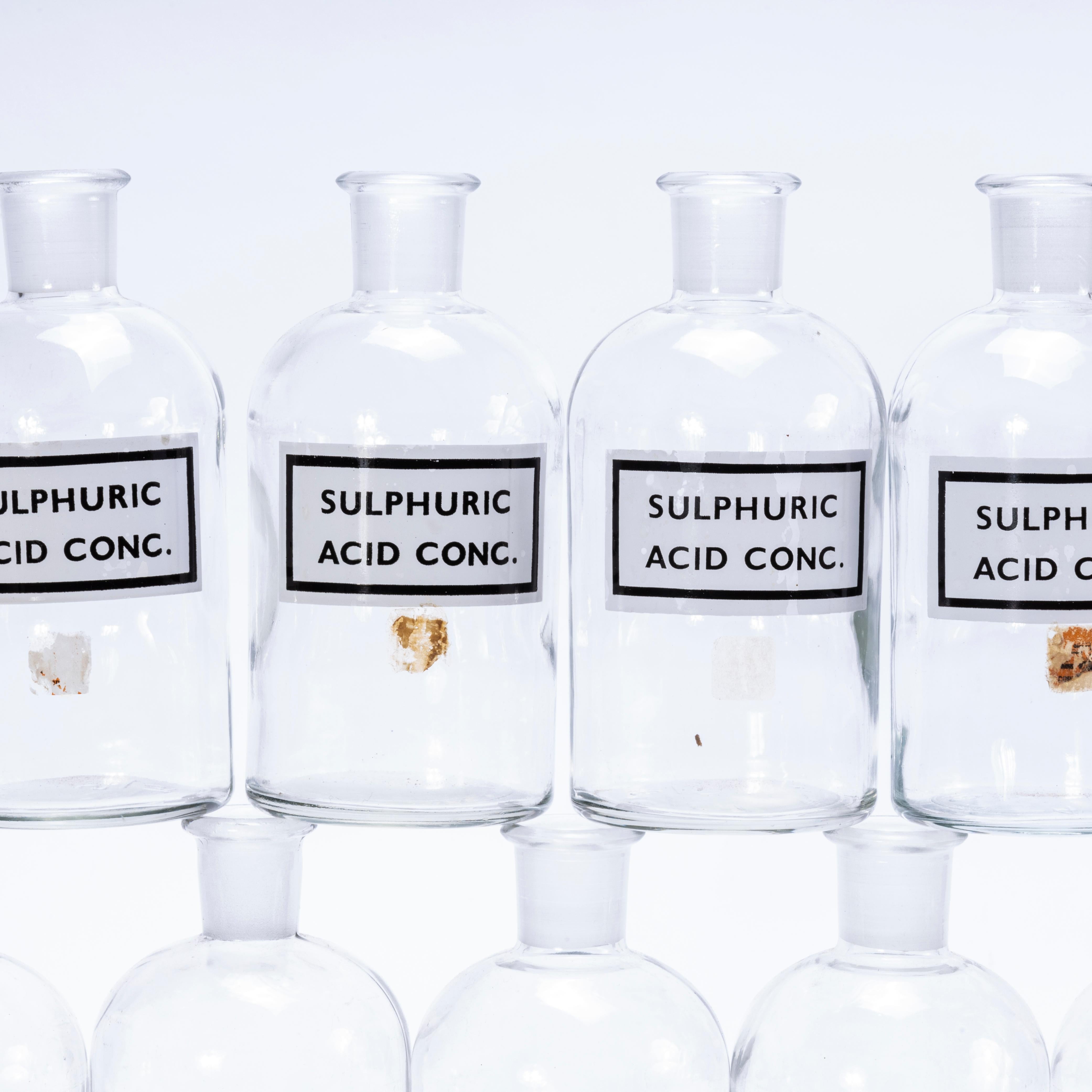 Mid-20th Century Vintage Glass Laboratory Flasks - Sulphuric Acid For Sale