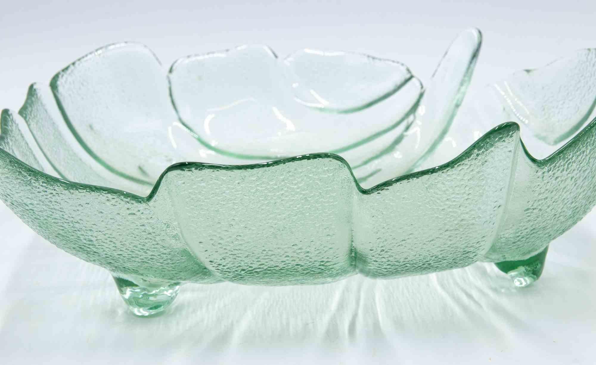 Blattförmiger Vintage-Glasbehälter in Glasform, Italien, 1970er Jahre (Ende des 20. Jahrhunderts) im Angebot