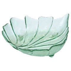 Vintage Glass Leaf Shaped Container, Italy, 1970s