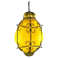 Vintage Glass Lemon Shaped Plafond Chandelier  Italian Vintage Lighting 