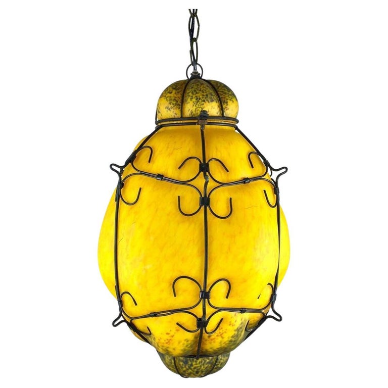 Vintage Glass Lemon Shaped Plafond Chandelier Italian Vintage Lighting