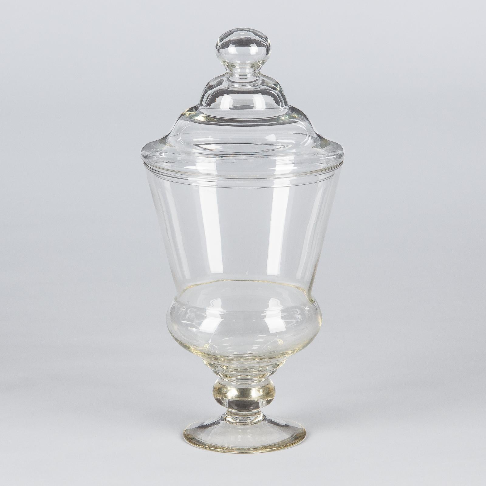 French Hand Blown Glass Lidded Candy Jar, Mid-1900s 8