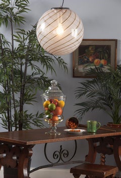 French Hand Blown Glass Lidded Candy Jar, Mid-1900s