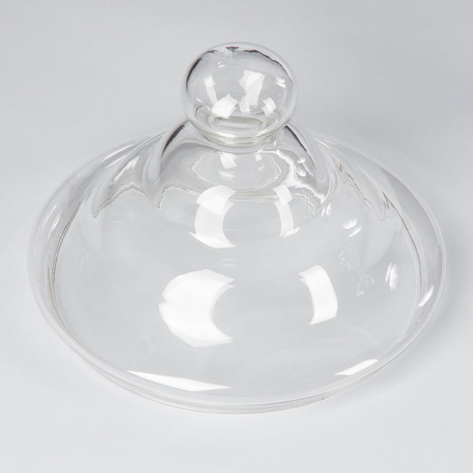 20th Century French Hand Blown Glass Lidded Candy Jar, Mid-1900s