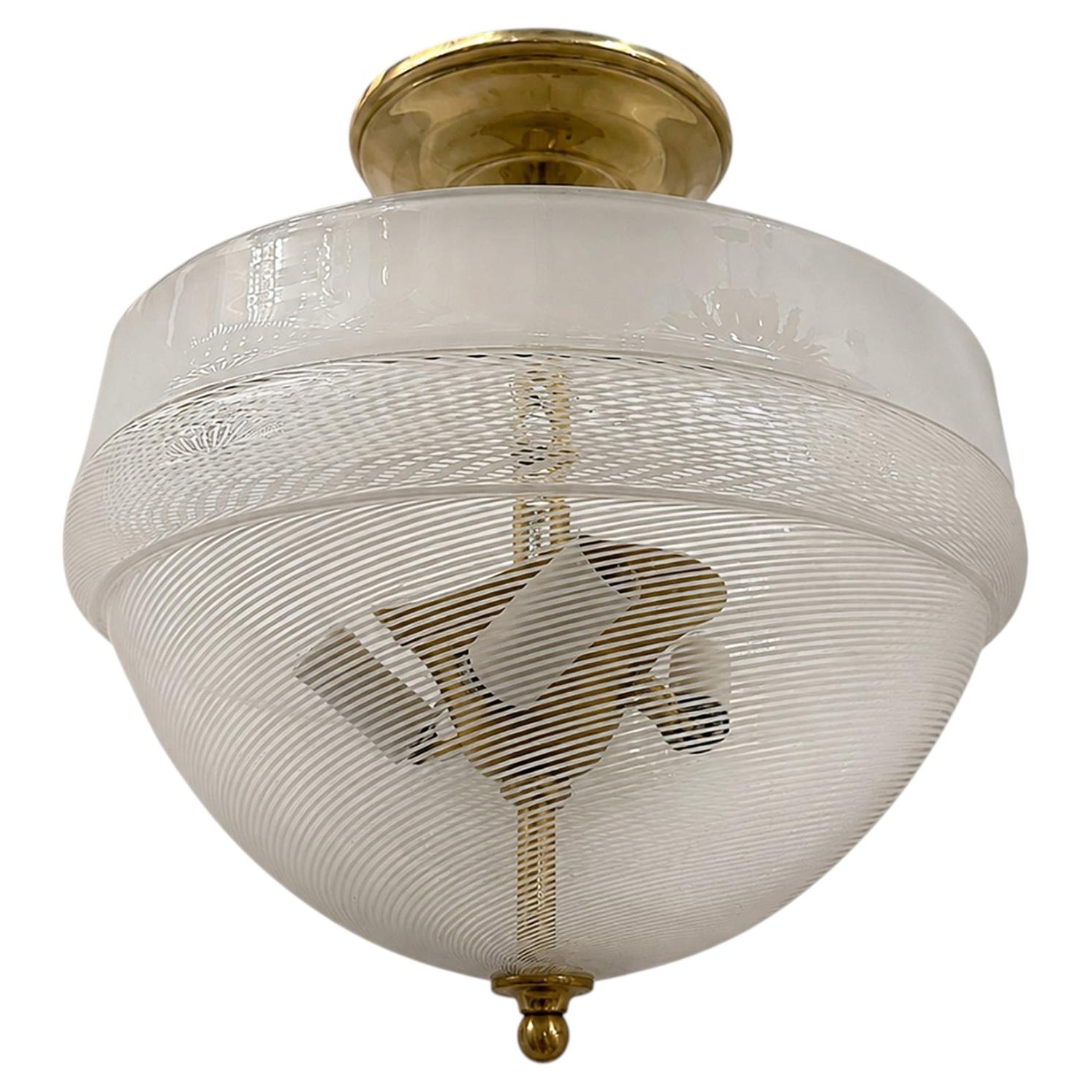 Vintage Glass Light Fixture For Sale