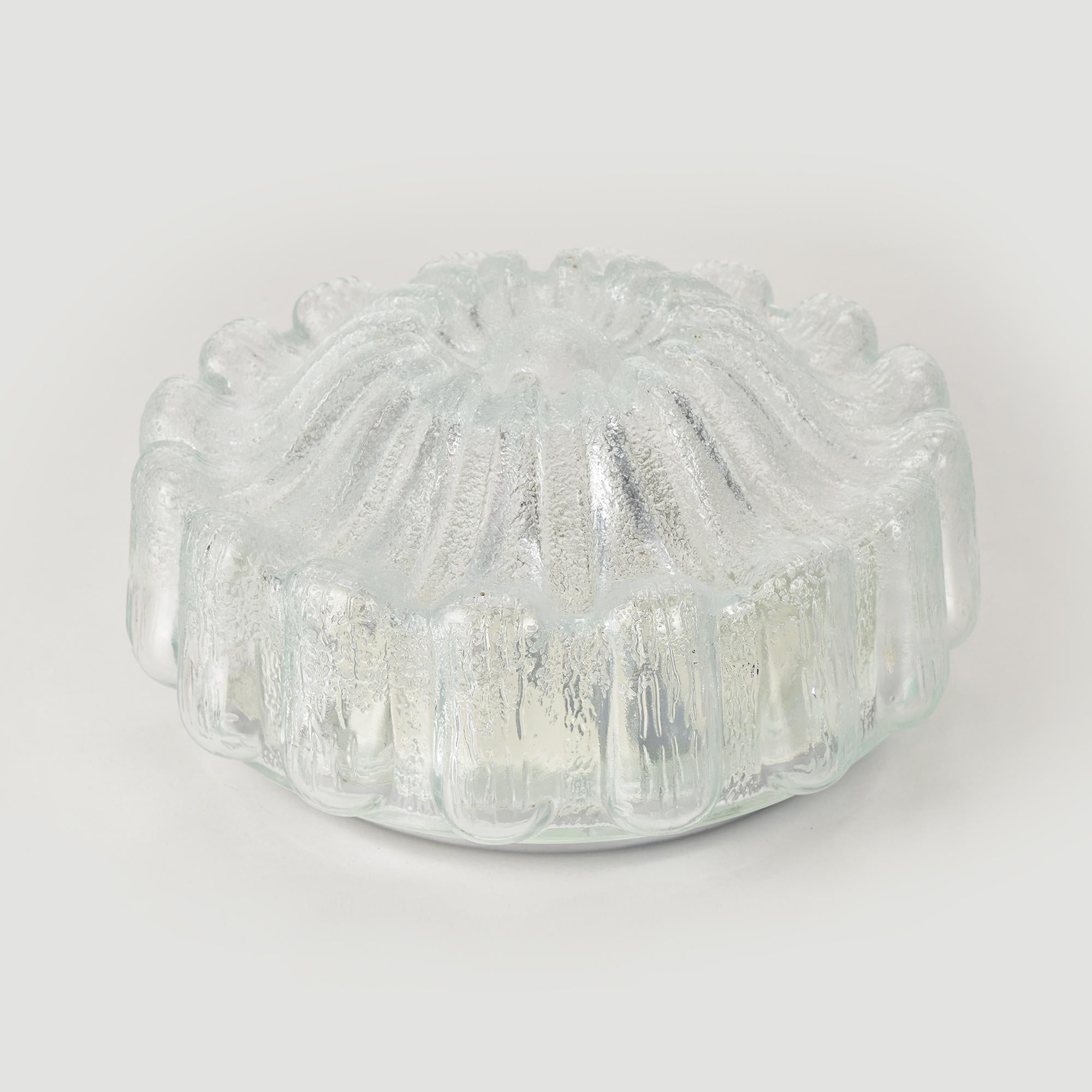 Mid-Century Modern Vintage Glass Limburg Flower Flush Mount Ceiling or Wall Light, 1970s For Sale