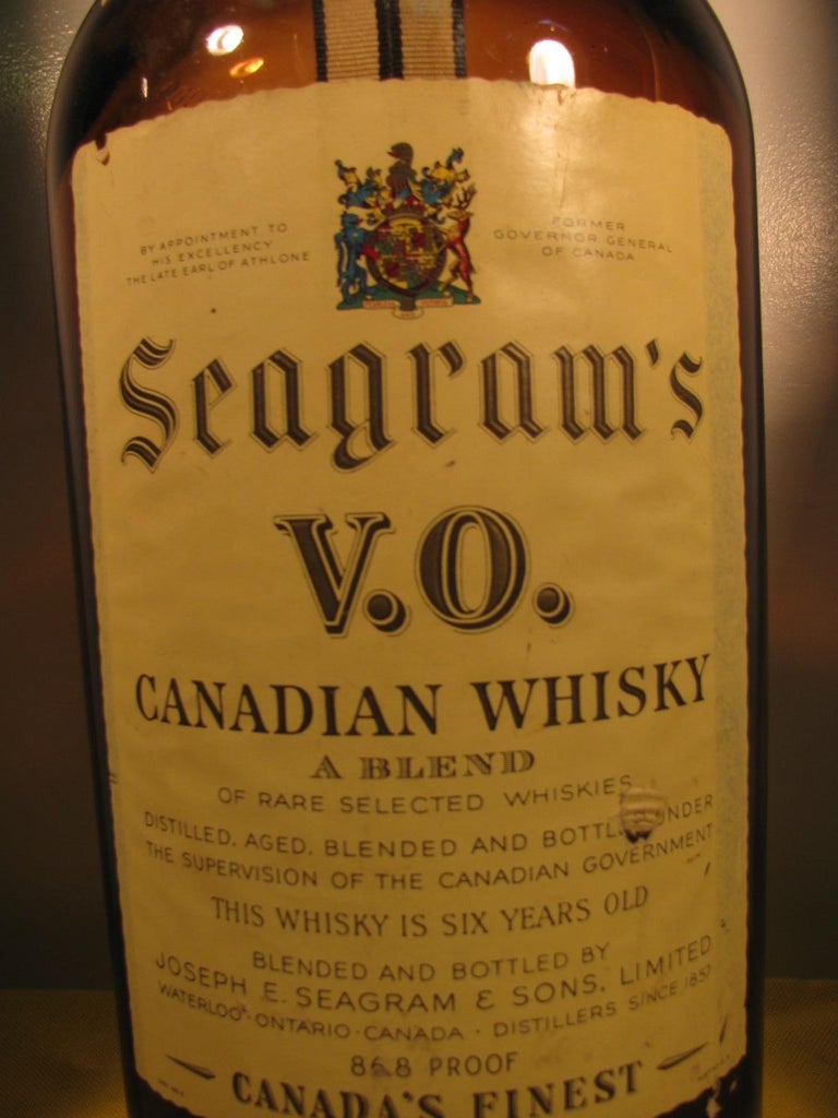 Vintage Mid Century Glass French Wine Liquor Display Bottle For Sale at