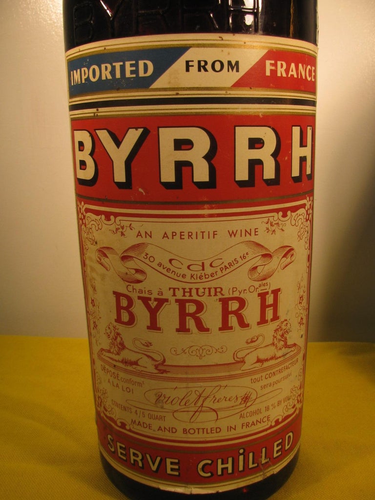 Vintage Mid Century Glass French Wine Liquor Display Bottle For Sale at