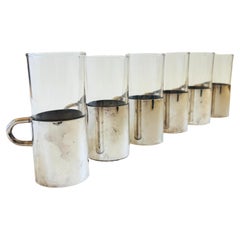 Tazze di vetro vintage con portaoggetti placcati in argento - Set di 6 tazze