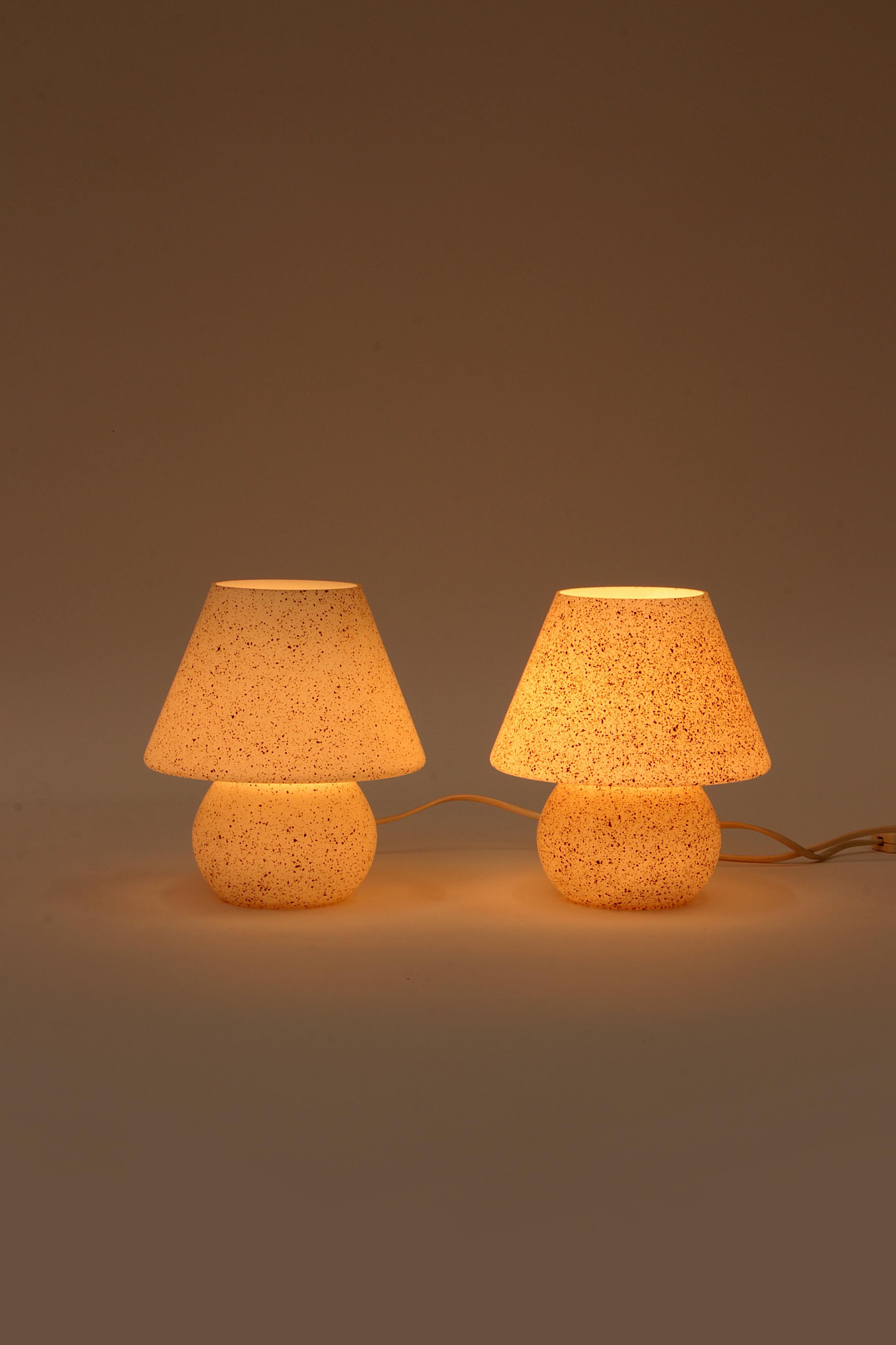 Vintage Glass Mushroom or Champignon Lamps 1960 Germany In Good Condition For Sale In Oostrum-Venray, NL