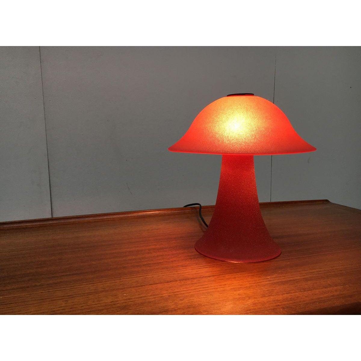Lampe de table champignon vintage en verre, 1970 Bon état - En vente à Hamburg, DE