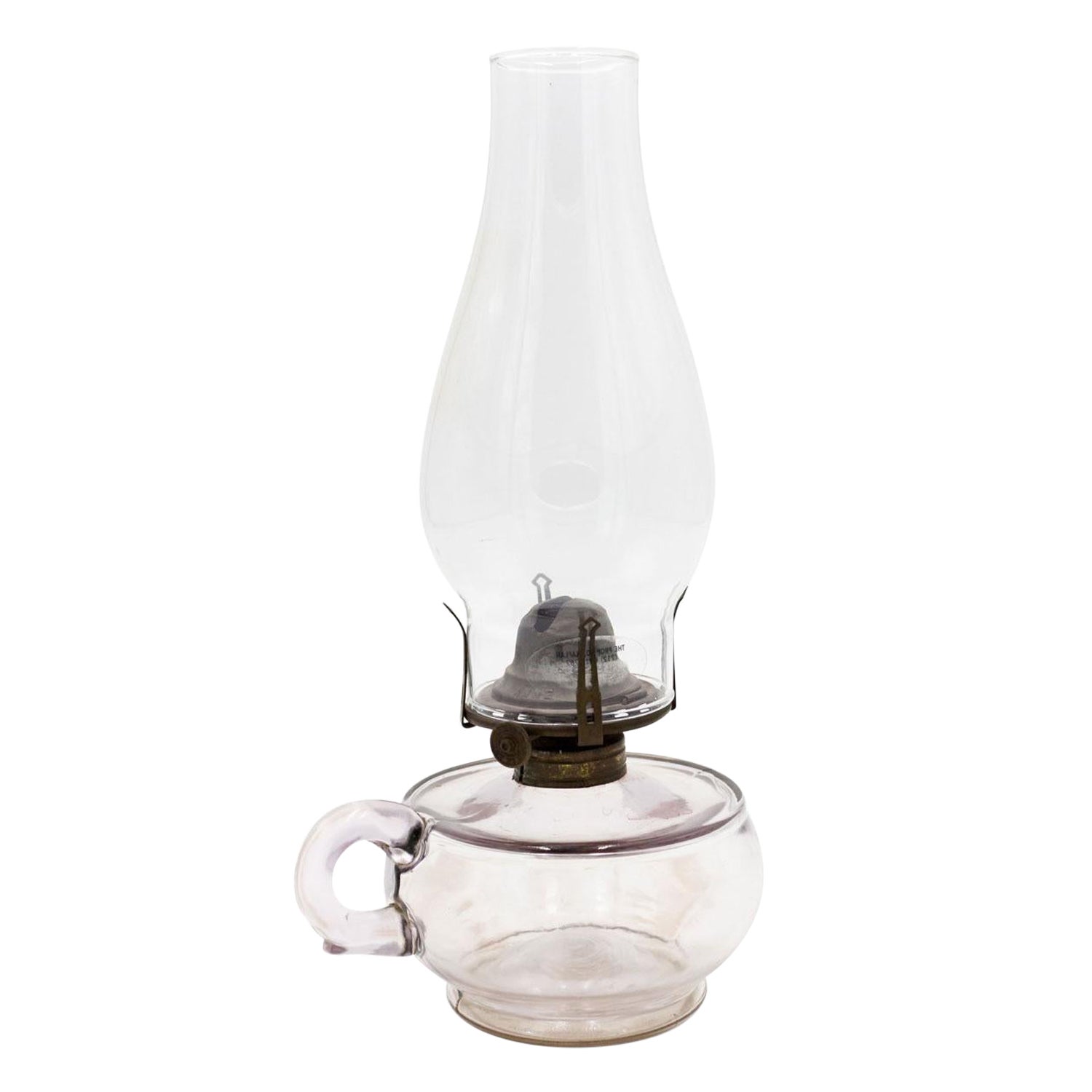 Vintage Glass Oil Lamp with Hurricane Shade