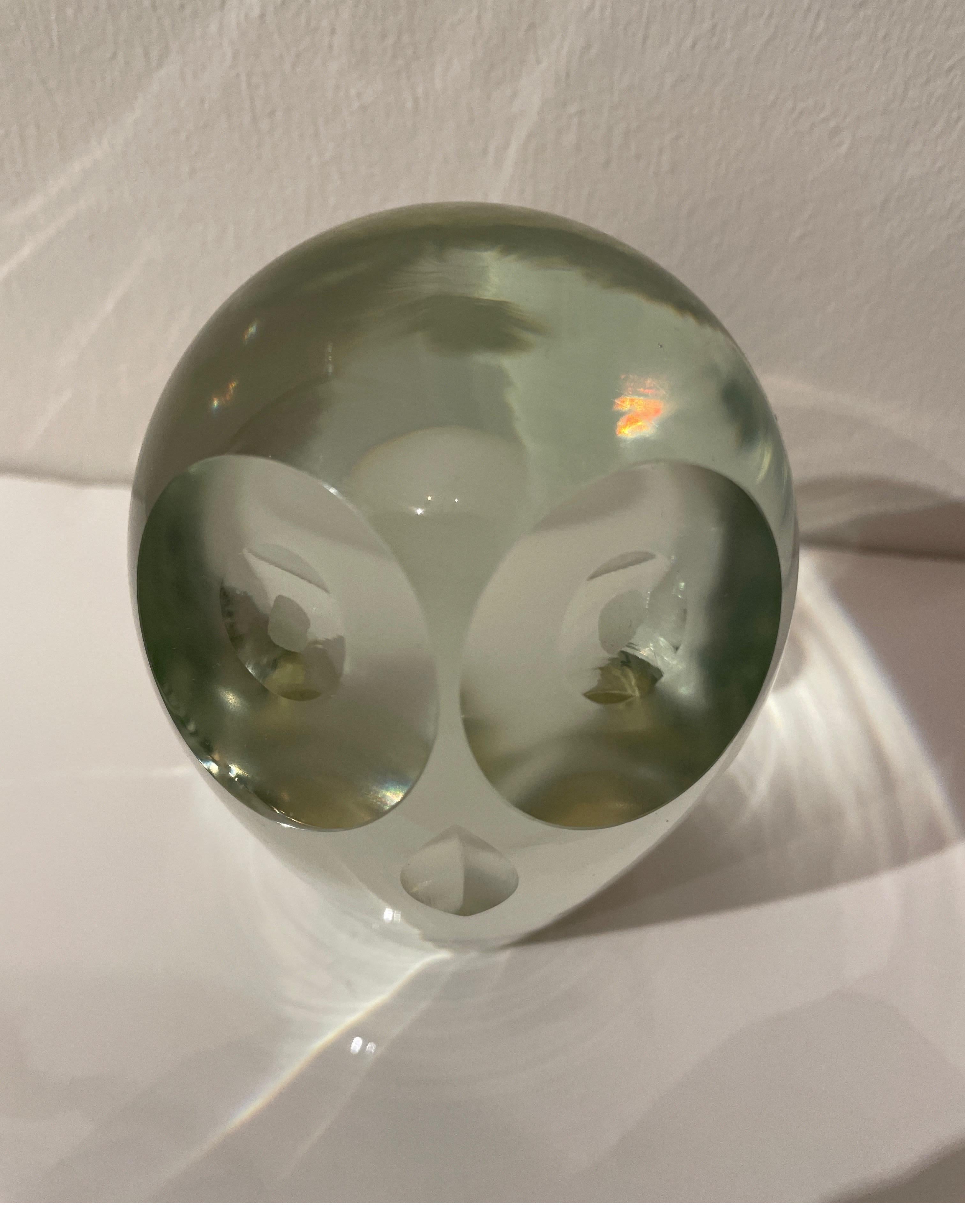 Vintage Glass Owl Paperweight For Sale 5