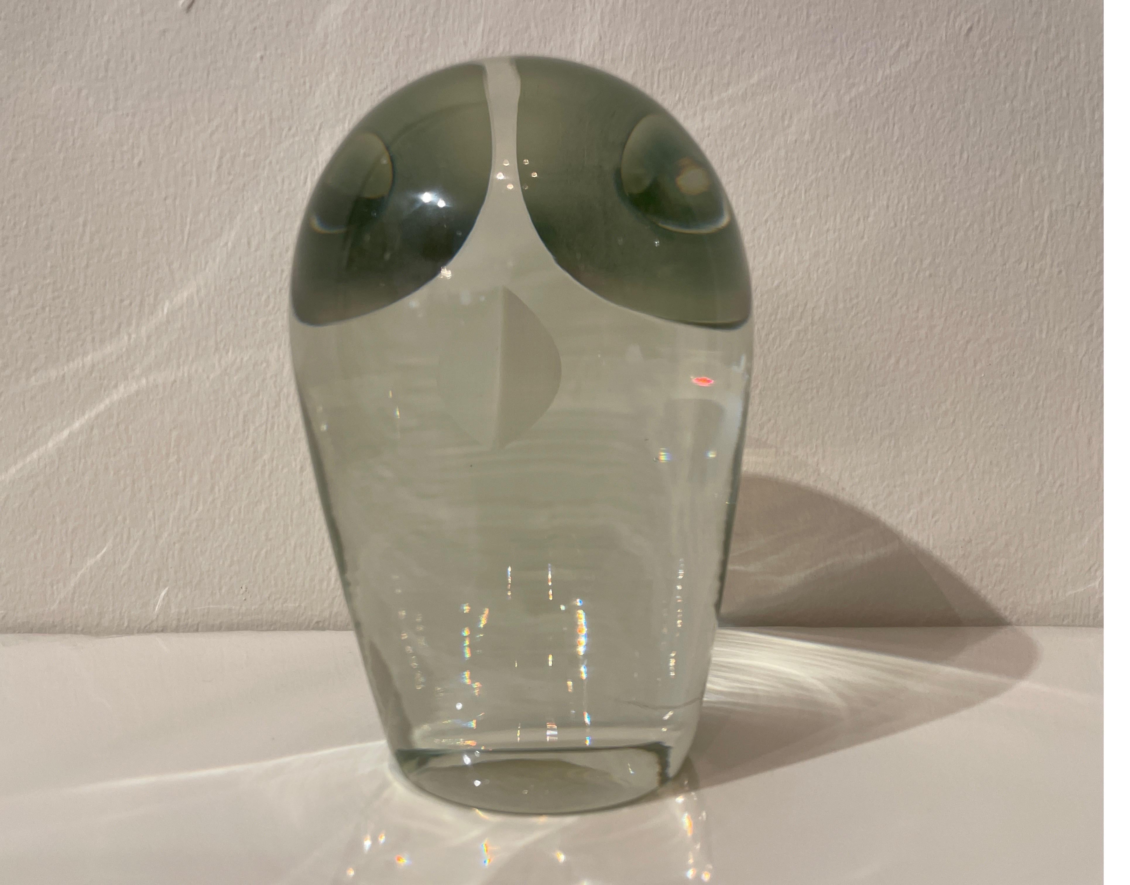 Vintage Glass Owl Paperweight For Sale 1